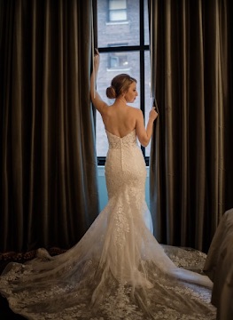 Fitted wedding gown after bridal alterations, serving Swansea MA and Eastern Massachusetts