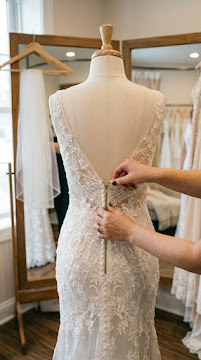 Custom wedding dress fitting session, serving Swansea MA and Eastern Massachusetts
